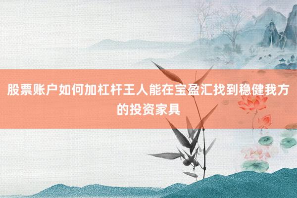 股票账户如何加杠杆王人能在宝盈汇找到稳健我方的投资家具