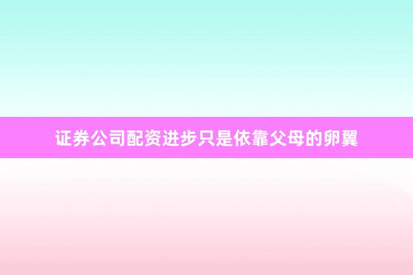 证券公司配资进步只是依靠父母的卵翼