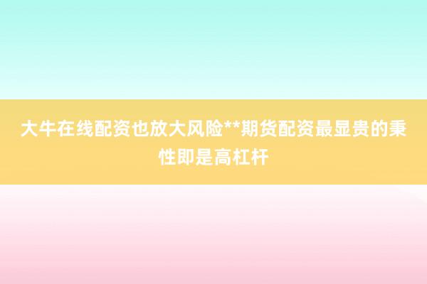 大牛在线配资也放大风险**期货配资最显贵的秉性即是高杠杆
