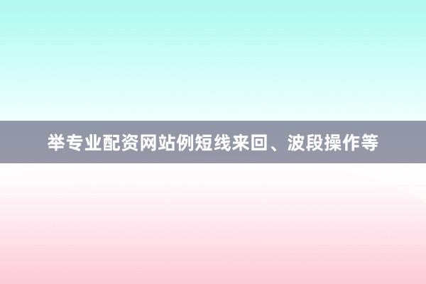 举专业配资网站例短线来回、波段操作等