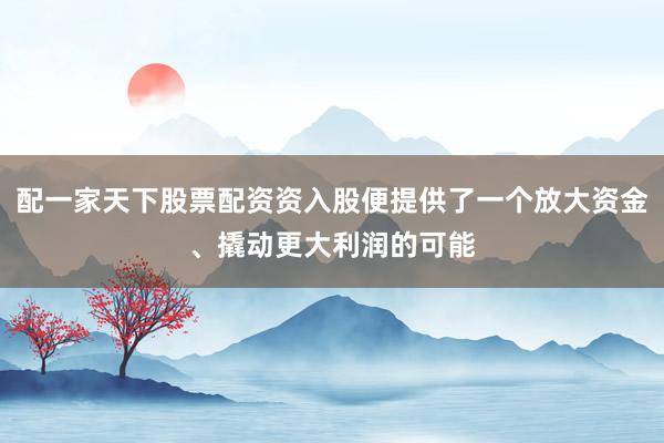 配一家天下股票配资资入股便提供了一个放大资金、撬动更大利润的可能