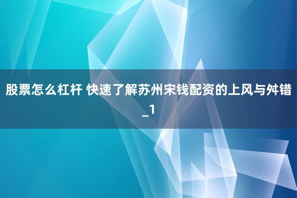 股票怎么杠杆 快速了解苏州宋钱配资的上风与舛错_1