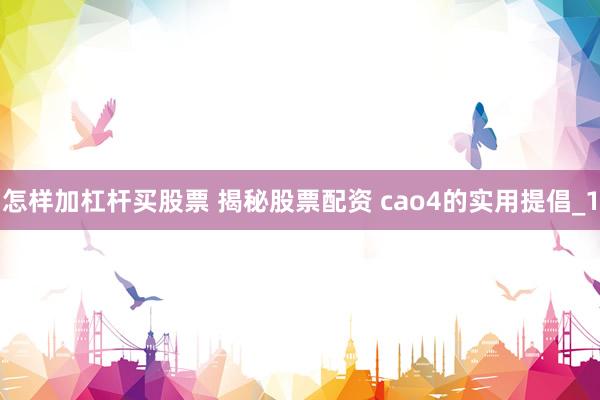 怎样加杠杆买股票 揭秘股票配资 cao4的实用提倡_1